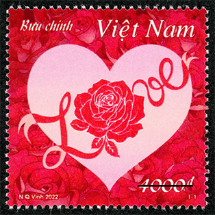 Việt Nam phát hành bộ 'Tem Tình yêu' có hương hoa hồng dịu ngọt.