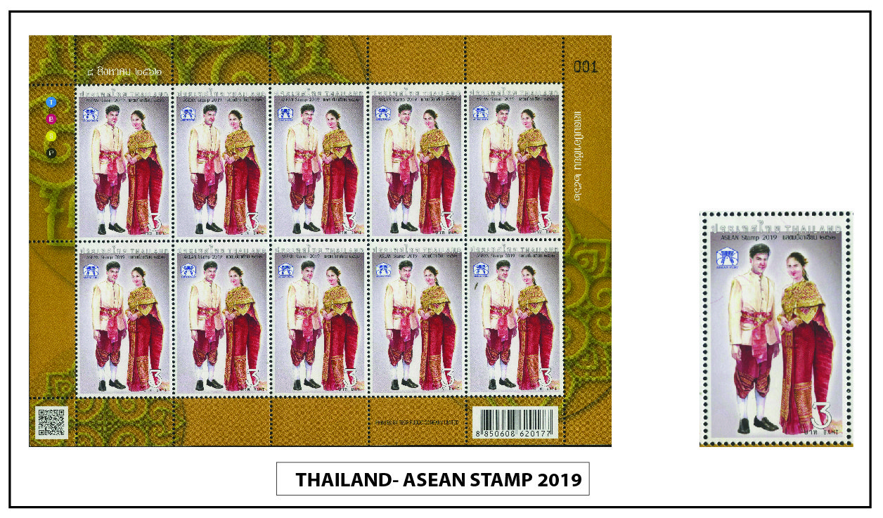 Trang phục dân tộc Asean - tem phát hành chung các nước Asean năm 2019